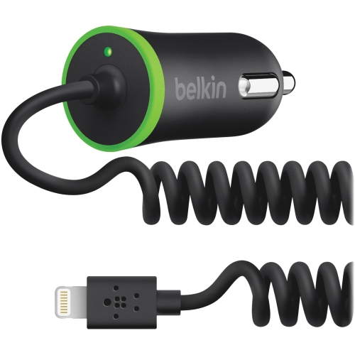 F8J074BTBLK Belkin Lightning Car Charger 2.1 a With CoiLled Cable 1.2m (Refurbished)