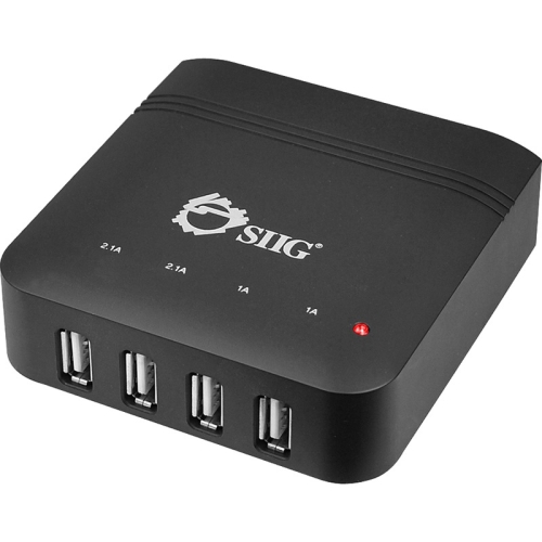 AC-PW0L12-S1 SIIG 6.2A USB Power Adapter Quad Port Desk Charger Black (Refurbished)