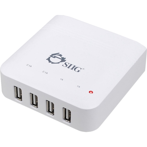 AC-PW0M12-S1 SIIG 6.2A USB Power Adapter Quad Port Desk Charger White (Refurbished)