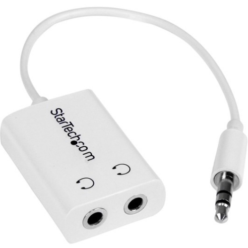 MUY1MFFADPW StarTech White Slim Mini Jack Headphone Splitter Cable Adapter - 3.5mm Male to 2x 3.5mm Female