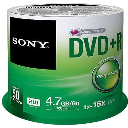 50DPR47SP/US Sony DVD+R 4.7GB for General Use 16x (50-Pack)