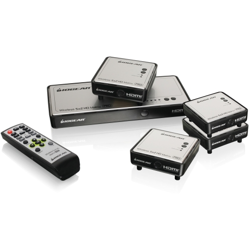 GWHDMS52MBK4 Iogear 5 x 2 HDMI Matrix Pro Long Range Wireless with Three Additional Receiver