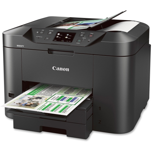 9488B002AA Canon MAXIFY MB2320 Inkjet Multifunction Printer Color Plain Paper Print Desktop Copier/Fax/Printer/Scanner 23 ipm Mono/15 ipm Color Print (ISO) 600 x 1200 dpi Print 2 x Cassette 250 Sheet, 1 x Automatic Document Feeder 50 Sheet 3" LCD 1200 dpi Optical Scan Automatic Duplex Print 500 sheets Input Ethernet Wireless LAN USB (Refurbished)