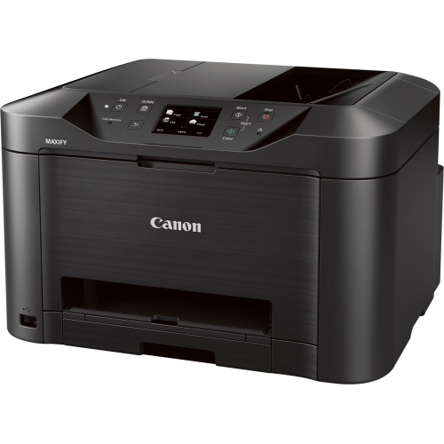9627B002AA Canon MAXIFY MB5020 Inkjet Multifunction Printer Color Plain Paper Print Desktop Copier/Fax/Printer/Scanner 23 ipm Mono/15 ipm Color Print (ISO) 600 x 1200 dpi Print 3" LCD 1200 dpi Optical Scan Automatic Duplex Print 250 sheets Input Ethernet Wireless LAN USB (Refurbished)
