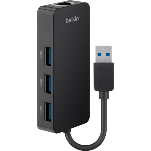B2B128TT Belkin 3-port Usb 3.0 Hub W Gigabitenet Adapter (Refurbished)