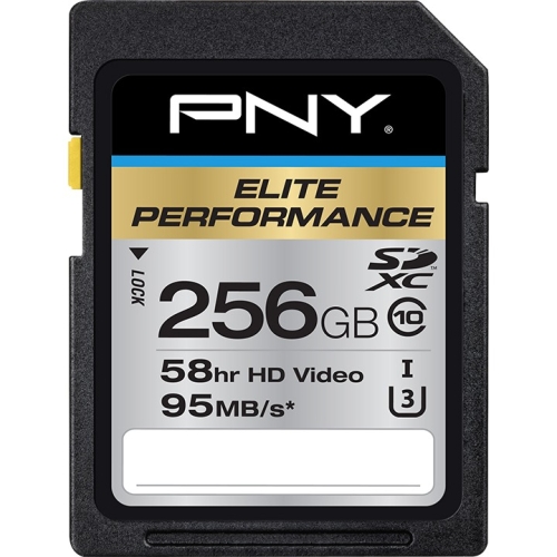 P-SDX256U395-GE PNY Elite Performance 256GB Class 10 SDXC UHS-I U3 Flash Memory Card
