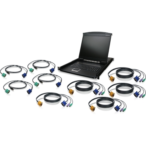 GCL1908KITU Iogear 8-Port 19 LCD Kvm Drawer Kit With Usb Kvm Cables 8 Computers 19 LCD 1280 X 1024 (Refurbished)