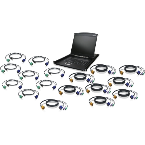 GCL1916KITU Iogear 16-port 19 LCD Kvm Drawer Kit With Usb Kvm Cables 16 Computers 19 LCD 1280 X 1024 (Refurbished)