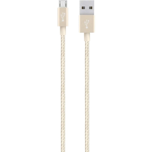 F2CU021BT04-GLD Belkin MIXIT&uarr; Metallic Micro-USB to USB Cable USB for Smartphone, Tablet, Computer 4 ft 1 x Type A Male USB 1 x Male Micro USB Gold
