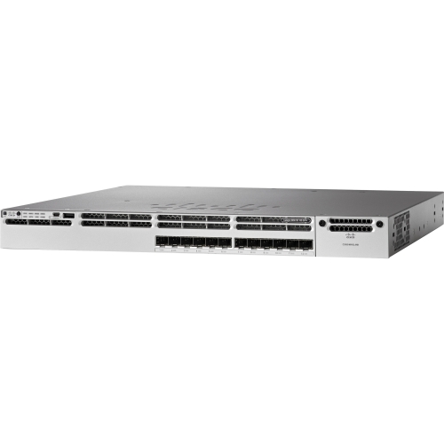C1-WS3850-12XS-S Cisco Catalyst 3850 12-Ports 1Gigabit and 10Gigabit SFP+ Layer3 Manageable Stackable Desktop and Rack-Mountable 1U 1x Expansion Slot Fiber Switch (Refurbished)
