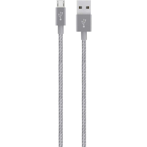F2CU021BT04-GRY Belkin MIXIT&uarr; Metallic Micro-USB to USB Cable USB for Smartphone, Tablet, Computer 4 ft 1 x Type A Male USB 1 x Male Micro USB Gray