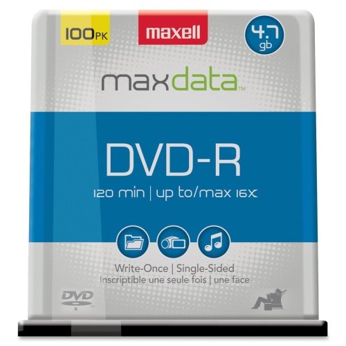 638014 Maxell 4.7GB 16x DVD-R Optical Media (100-Pack)