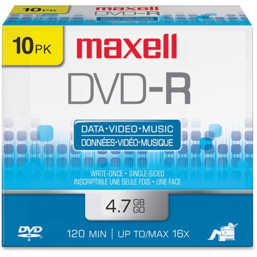 638004 Maxell 4.7GB 16x DVD-R Optical Media (10-Pack)