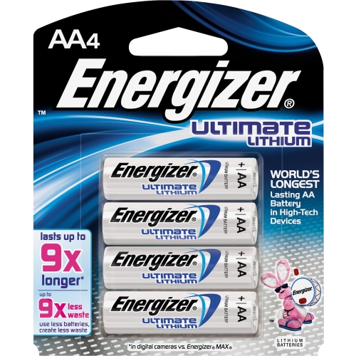 L91BP-4 Energizer Ultimate Lithium AA Batteries AA Lithium (Li) 1.5 V DC 4 / Pack (Refurbished)