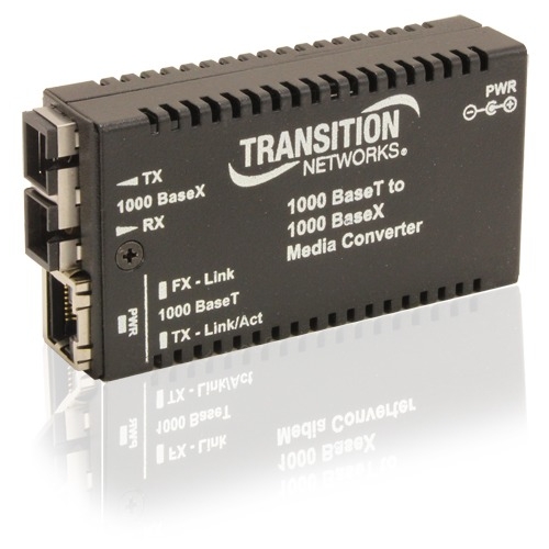M/GE-T-SFP-01-NA Transition 1000Base-T (RJ-45) to SFP Slot (Empty) for Gigabit Ethernet Stand-Alone Media Converter