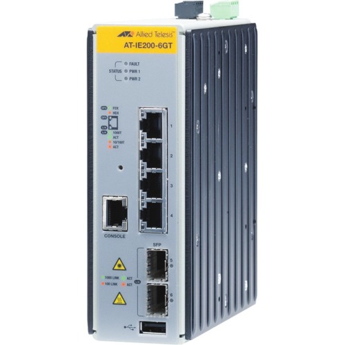 AT-IE200-6FT-80 Allied Telesis Ethernet Switch 4 Network, 2 Expansion Slot Manageable Optical Fiber, Twisted Pair Modular 2 Layer Supported Wall Mountable, Rail-mountable (Refurbished)