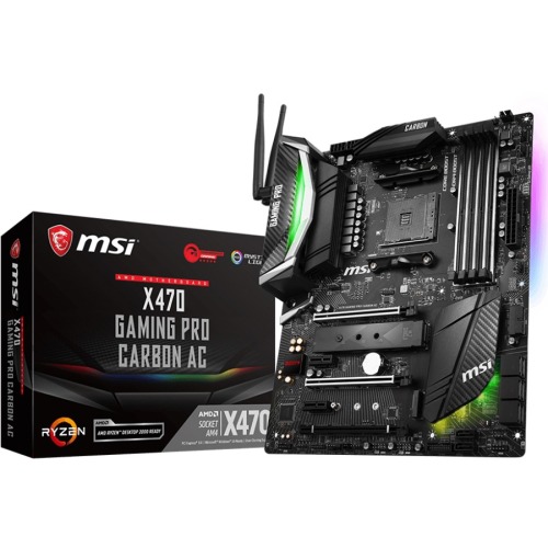 X470GPCARAC MSI X470 GAMING PRO CARBON AC Socket AM4 AMD X470 Chipset AMD Ryzen A-Series/ AMD Athlon Processors Support DDR4 4x DIMM 8x SATA3 6.0Gb/s ATX Motherboard (Refurbished)