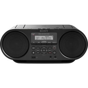 ZSRS60BT "Sony CD Boombox with Bluetooth ZS-RS60BT 1 x Disc 4 W Integrated CD-DA, MP3, WMA, AAC 1710 kHz, 108 MHz 26 Hour Run Time USB Auxiliary Input (Refurbished)"