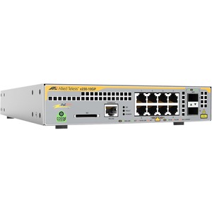 AT-X230-10GP-R-90 Allied Telesis L3 Switch with 8 x 10/100/1000T PoE Ports and 2 x 100/1000X SFP Ports - 8 Ports - Manageable - Gigabit Ethernet - 1000Base-X - 3 Layer Supported - Modular - 2 SFP Slots - Optical  (Refurbished)