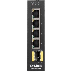 DIS-100G-5SW D-Link Industrial Gigabit Unmanaged Switch with SFP Slot - 4 Ports - 2 Layer Supported - Modular - 1 SFP Slots - Twisted Pair, Optical Fiber - Wall Mountable, DIN Rail  (Refurbished)