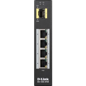 DIS-100G-5PSW D-Link Industrial Gigabit Unmanaged PoE Switch with SFP Slot - 4 Ports - 2 Layer Supported - Modular - 1 SFP Slots - Optical Fiber, Twisted Pair - Wall Mountable, DIN Rail  (Refurbished)