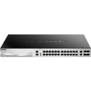 DGS-3130-30TS D-Link Ethernet Switch - 26 Ports - Manageable - Gigabit Ethernet - 1000Base-T - 3 Layer Supported - Modular - Power Supply - Optical Fiber, Twisted  (Refurbished)
