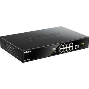 DGS-1010MP D-Link 10-Port Gigabit Rackmount PoE Switch - 8 Ports - 2 Layer Supported - Modular - 1 SFP Slots - Twisted Pair, Optical Fiber - 1U High - Desktop, Rack-mountable -  (Refurbished)