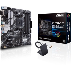 PRIME B550M-A AC ASUS Socket AM4 AMD B550 Chipset AMD Ryzen 5000/5000 G-Series/ 4000 G-Series/ 3000 Series Processors Support DDR4 4x DIMM 4x SATA 6.0Gb/s Micro-ATX Motherboard (Refurbished)