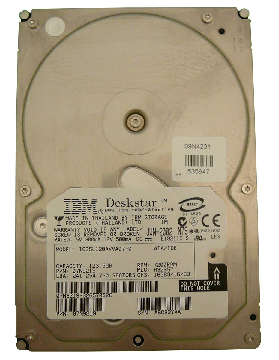 07N9219 IBM Deskstar 120GXP 120GB 7200RPM ATA-100 2MB Cache 3.5-inch Internal Hard Drive