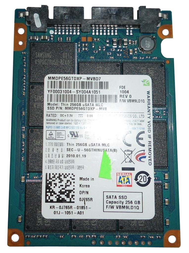 0J765R Dell 256GB MLC SATA 3Gbps uSATA 1.8-inch Internal Solid State Drive (SSD)