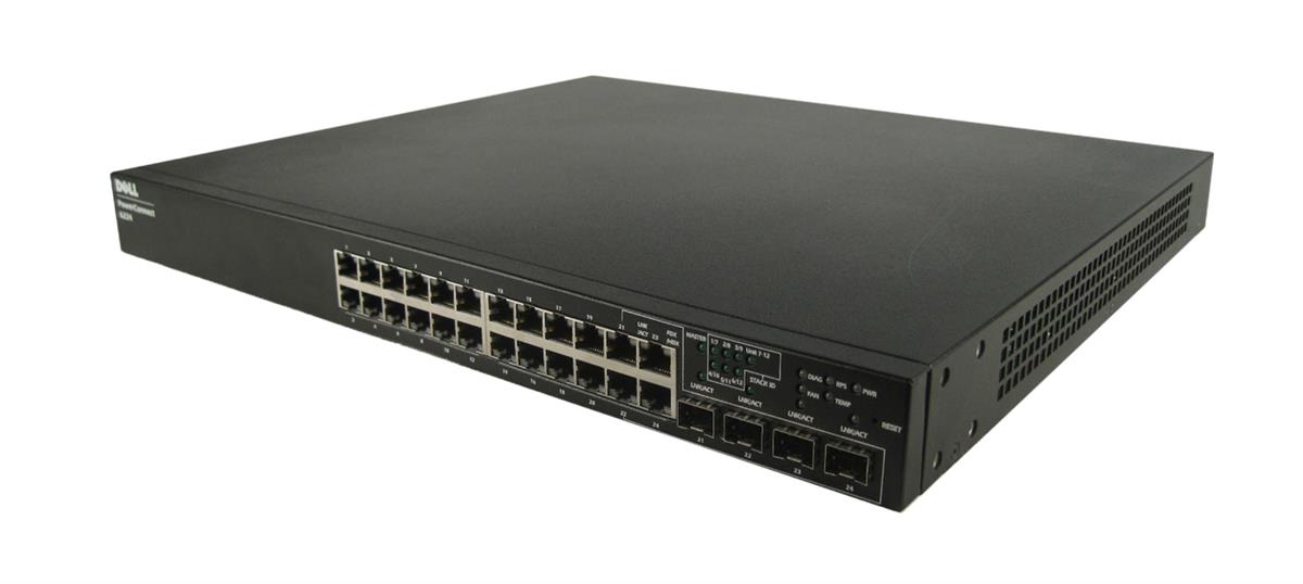 0RN856 Dell PowerConnect 6224 24-Ports 10/100/1000BASE-T + 4 x shared SFP GbE Managed Switch (Refurbished)