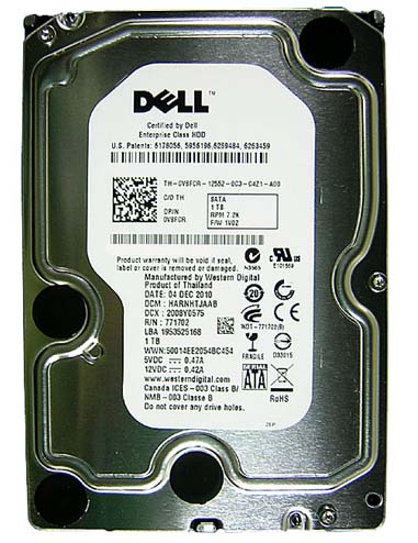 0V8FCR Dell 1TB 7200RPM SATA 3Gbps 64MB Cache 3.5-inch Internal Hard Drive with Tray