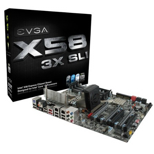 132BLE758TR EVGA Intel X58 ATX Intel Motherboard 3-Way SLI, Socket LGA 1366, Triple Channel DDR3 1600/1333 PCI-E 2.0 x16 Gigabit Ethernet LAN (Refurbished)