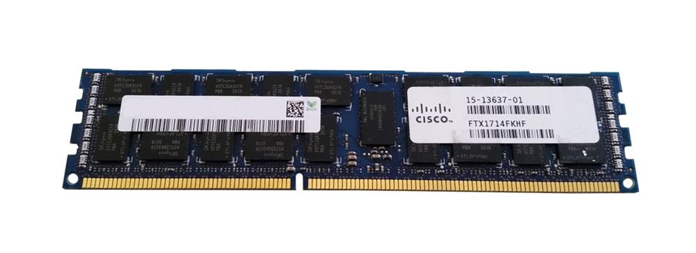 15-13637-01 Cisco 8GB PC3-12800 DDR3-1600MHz ECC Registered CL11 240-Pin DIMM 1.35V Low Voltage Dual Rank Memory Module