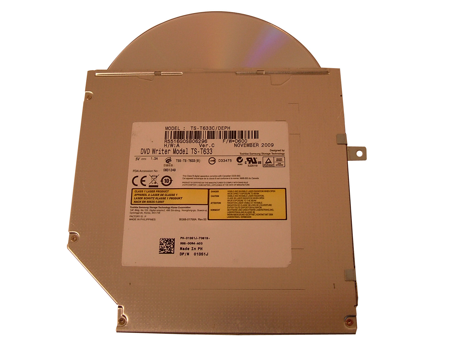 1D51J-TST633C-DEPH Dell DrDVDrw SATA Slot 12.7 No Bazel 1d51j 01d51j O1d51j