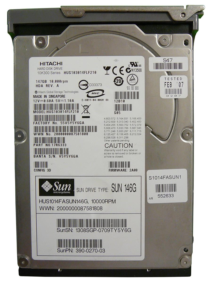 390-0270 Sun 146GB 10000RPM Fibre Channel 2Gbps 16MB Cache 3.5-inch Internal Hard Drive
