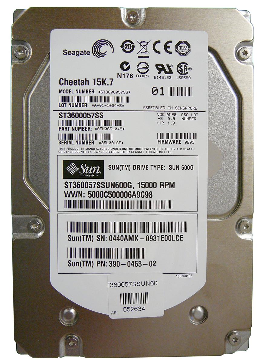 390-0463 Sun 600GB 15000RPM SAS 6Gbps Hot Swap 16MB Cache 3.5-inch Internal Hard Drive with Bracket