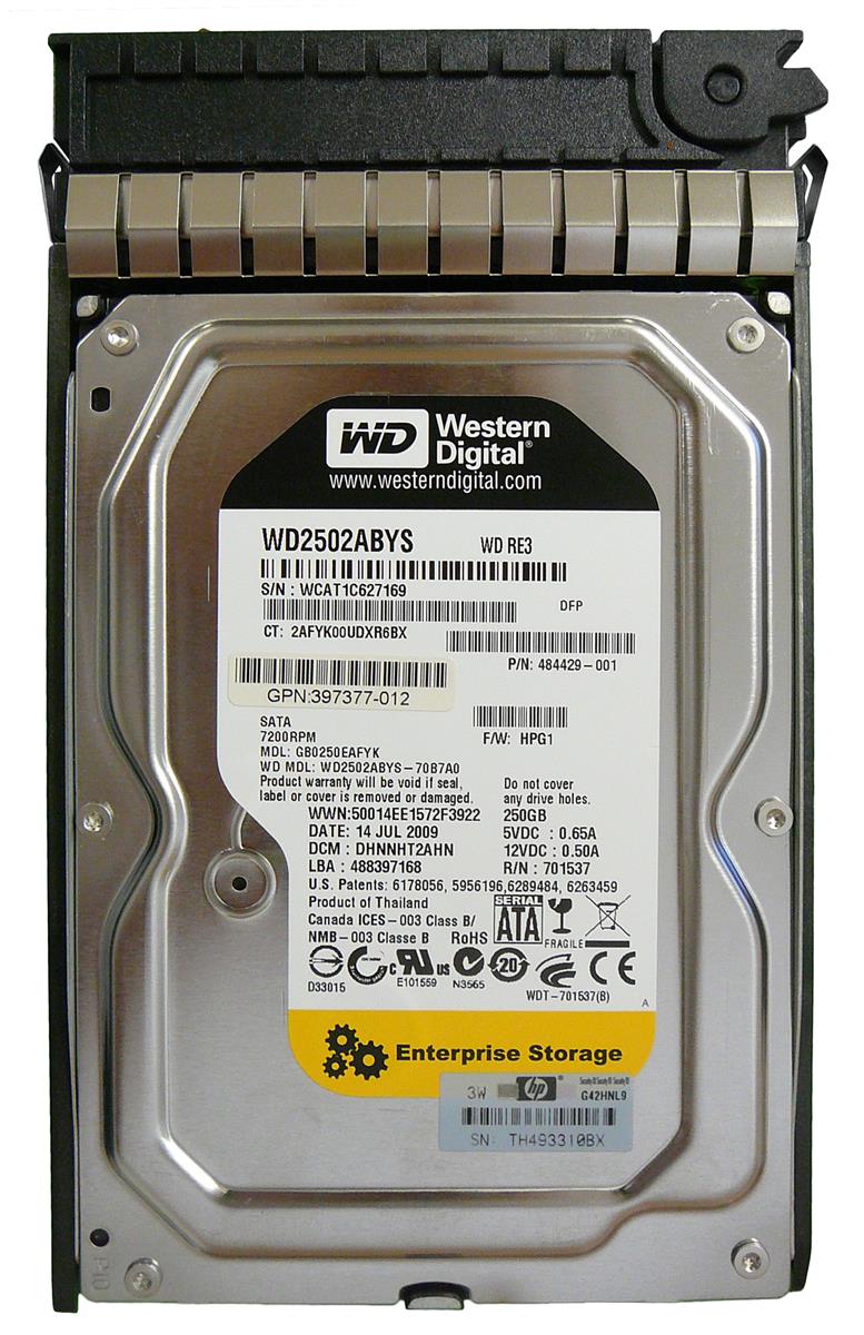 397377-012 HP 250GB 7200RPM SATA 3Gbps Midline Hot Swap 3.5-inch Internal Hard Drive