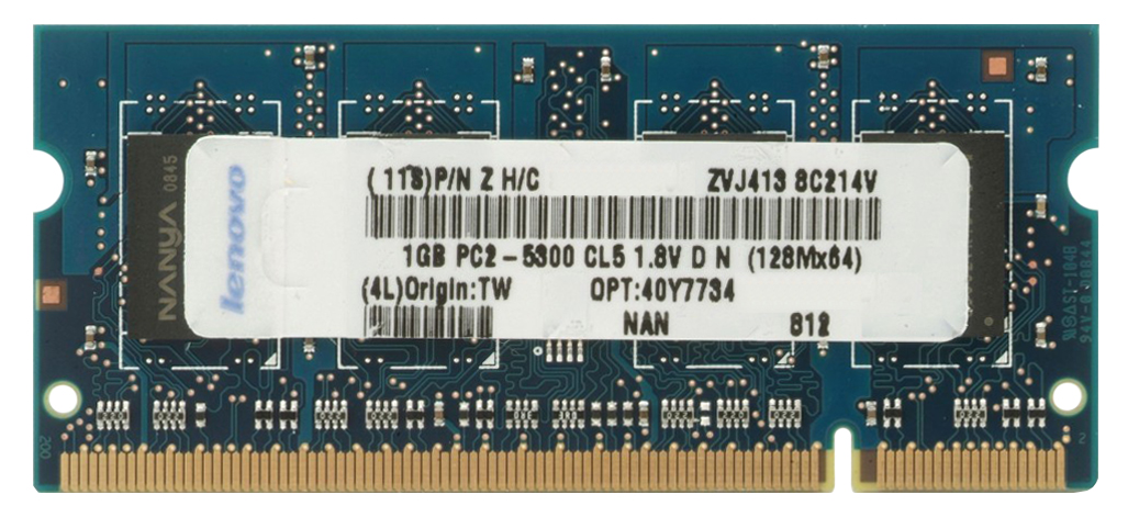 40Y7734 IBM 1GB PC2-5300 DDR2-667MHz non-ECC Unbuffered CL5 200-Pin SoDimm Dual Rank Memory Module