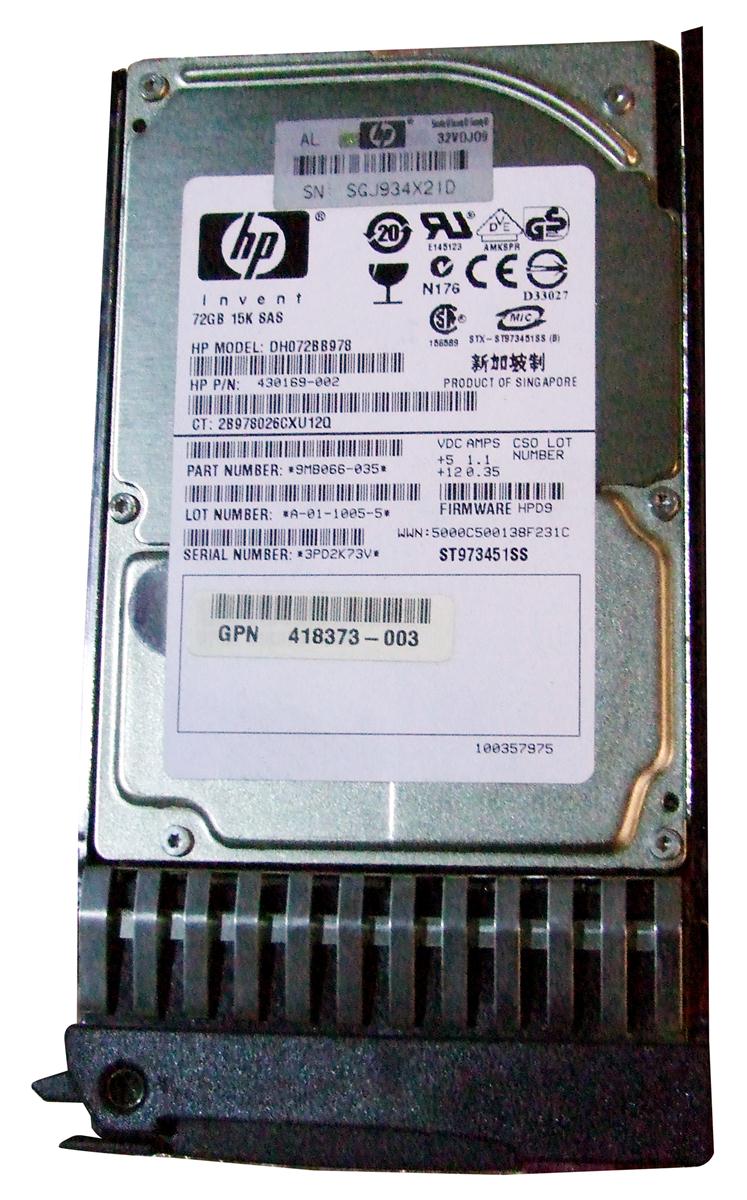 418371-B21 HP 72GB 15000RPM SAS 3Gbps Dual Port Hot Swap 2.5-inch Internal Hard Drive