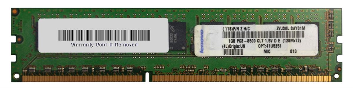 41U5251 IBM 1GB PC3-8500 DDR3-1066MHz ECC Unbuffered CL7 240-Pin DIMM Single Rank Memory Module for ThinkStation