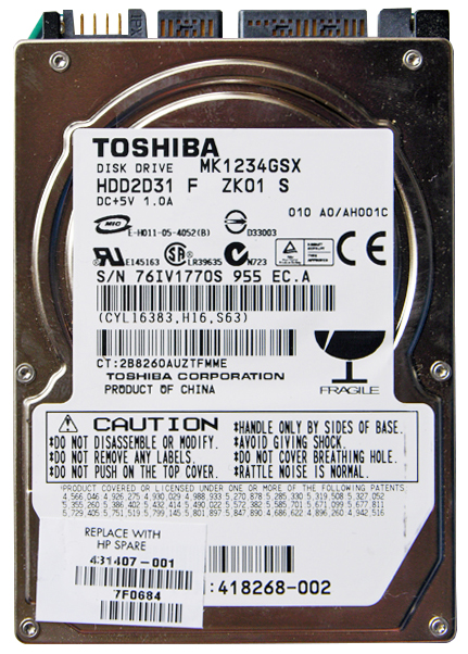 431407-001 HP 120GB 5400RPM SATA 1.5Gbps 8MB Cache 2.5-inch Internal Hard Drive