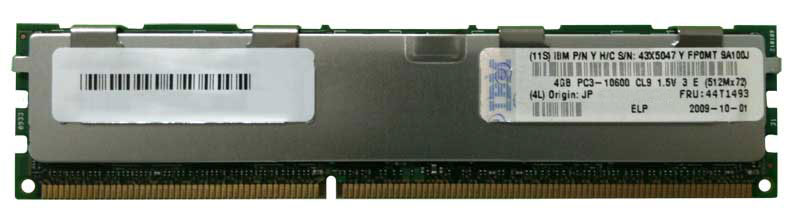 44T1493 IBM 4GB PC3-10600 DDR3-1333MHz ECC Registered CL9 240-Pin DIMM Dual Rank Memory Module