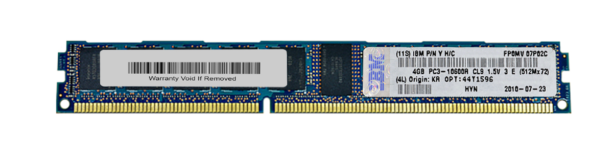 44T1596 IBM 4GB PC3-10600 DDR3-1333MHz ECC Registered CL9 240-Pin DIMM 1.35V Low Voltage Very Low Profile (VLP) Dual Rank Memory Module