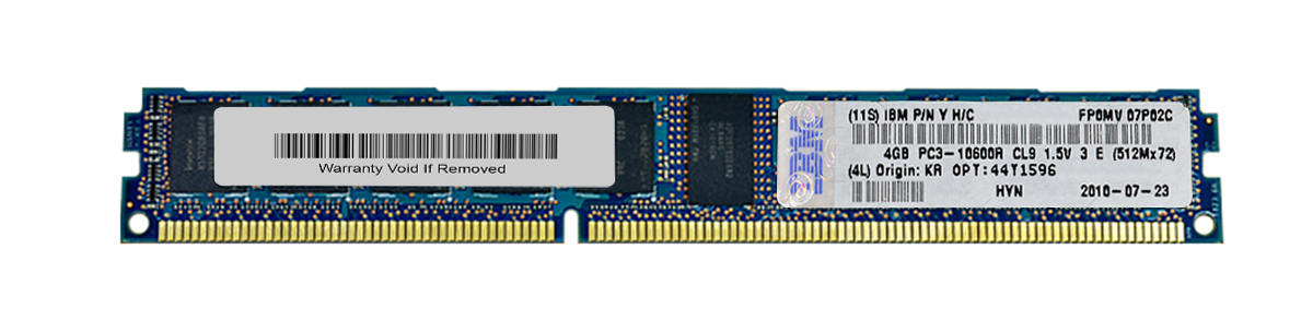 44T1596-A1 IBM 4GB PC3-10600 DDR3-1333MHz ECC Registered CL9 240-Pin DIMM 1.35V Low Voltage Very Low Profile (VLP) Dual Rank Memory Module