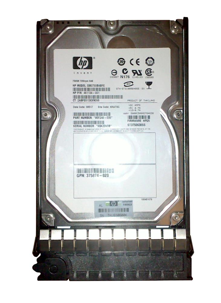 461134R-001 HP 750GB 7200RPM SAS 3Gbps Dual Port Hot Swap 3.5-inch Internal Hard Drive