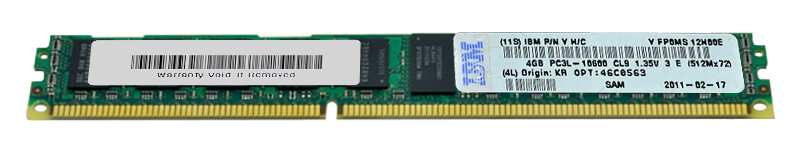46C0563 IBM 4GB PC3-10600 DDR3-1333MHz ECC Registered CL9 240-Pin DIMM 1.35V Low Voltage Very Low Profile (VLP) Single Rank Memory Module