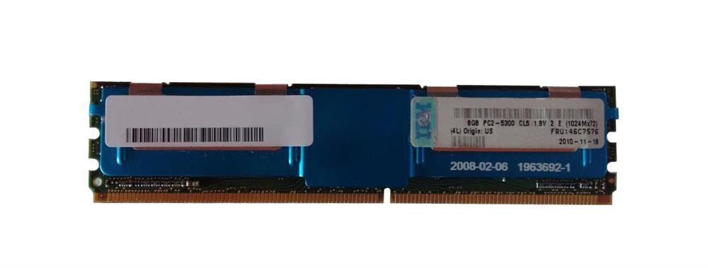 46C7576 IBM 8GB PC2-5300 DDR2-667MHz ECC Fully Buffered CL5 240-Pin DIMM Quad Rank Memory Module