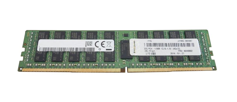 46W0802 IBM 32GB PC4-17000 DDR4-2133MHz Registered ECC CL15 288-Pin Load Reduced DIMM 1.2V Quad Rank Memory Module