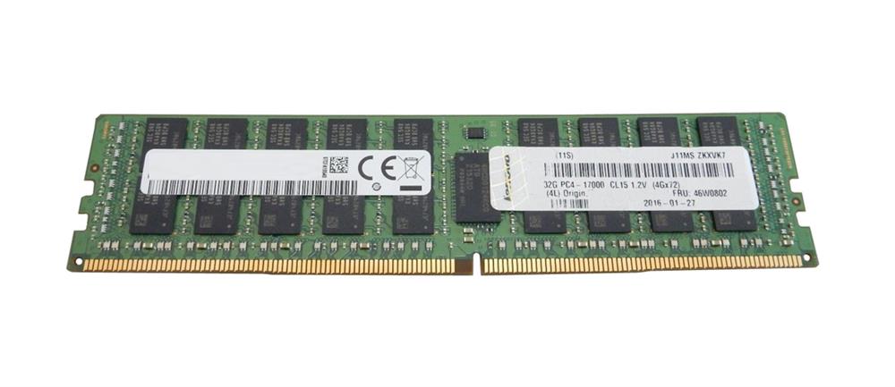 46W0802 IBM 32GB PC4-17000 DDR4-2133MHz ECC Registered CL15 288-Pin Load Reduced DIMM 1.2V Quad Rank Memory Module